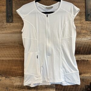 GUC Athleta Pacifica UPF White Pullover Half Zip Swim Tank Top Size L